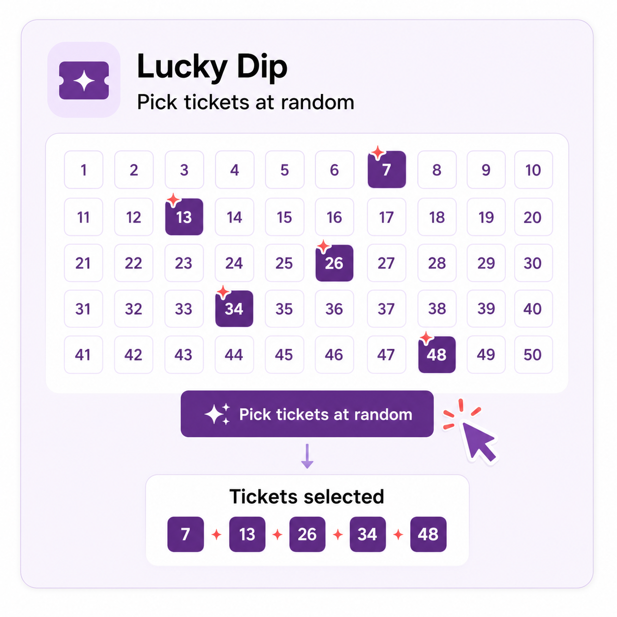 Lucky Dip random raffle ticket selection