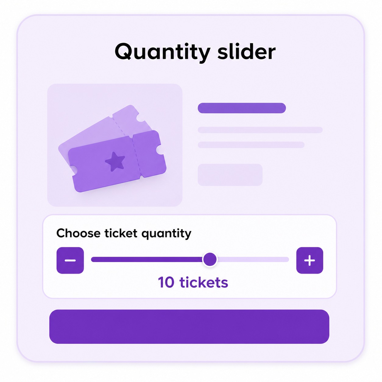 Quantity slider for choosing raffle ticket quantity