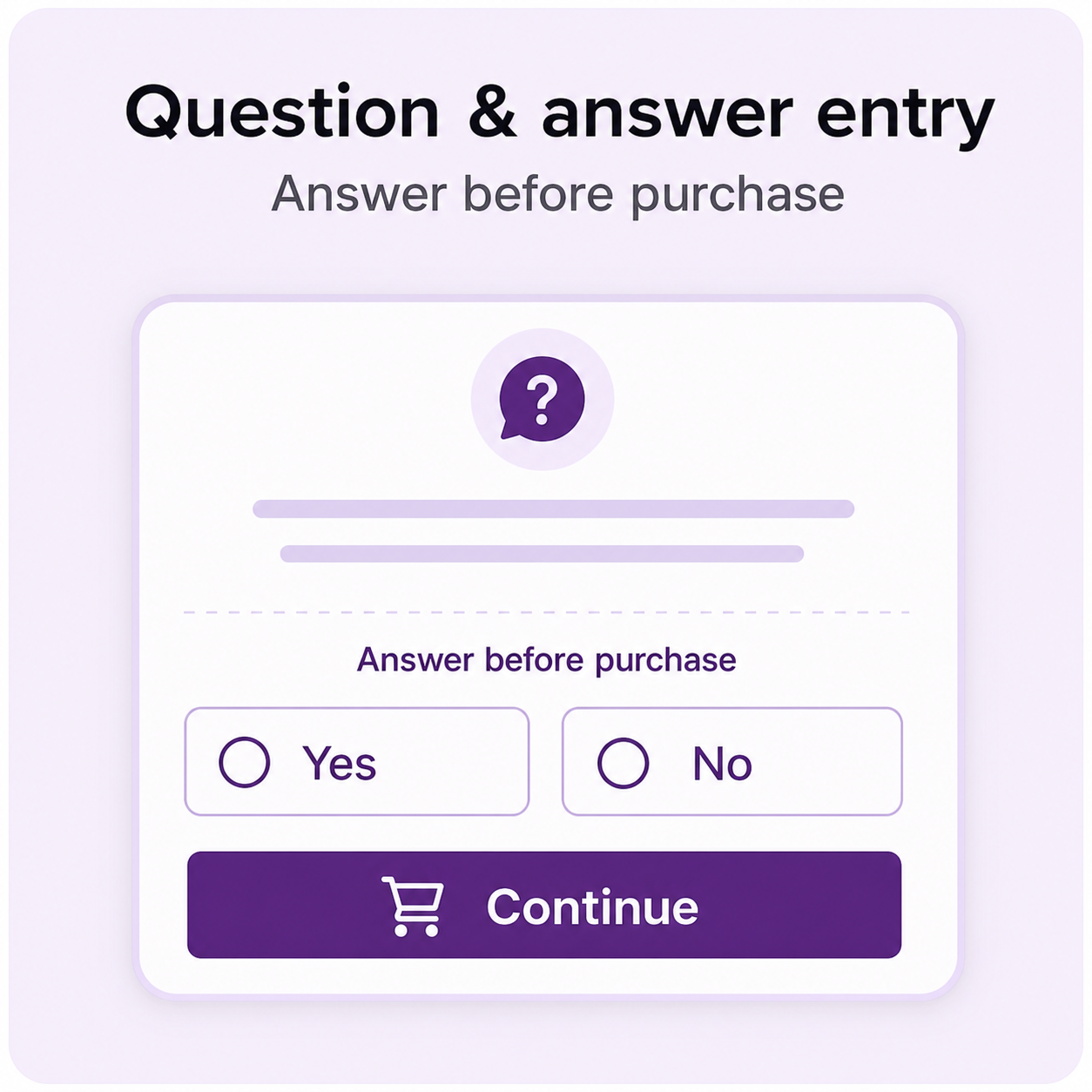 Question and answer entry before a raffle ticket purchase